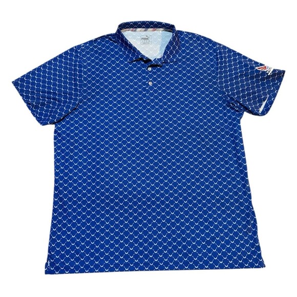 Puma x Volition Polo Shirt Mens 2XL Blue All Over Print Performance Golf Stretch - Picture 2 of 7